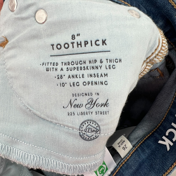 J. Crew 8” Toothpick Jeans in Horse Shoe Wash AQ837 - Picture 12 of 13